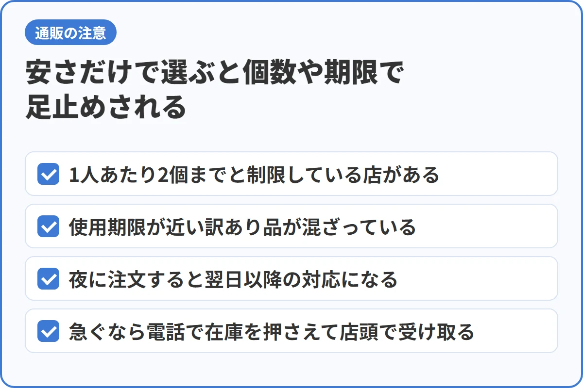 安さだけで選ぶと個数や期限で足止めされる